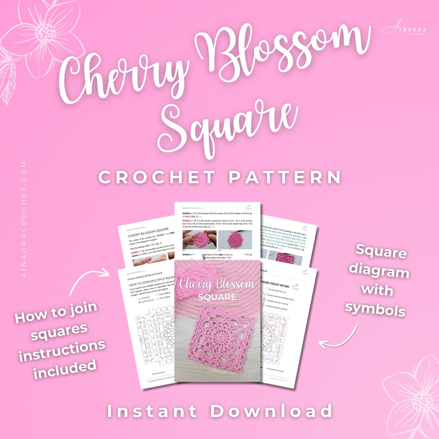 Cherry Blossom Square Crochet Pattern