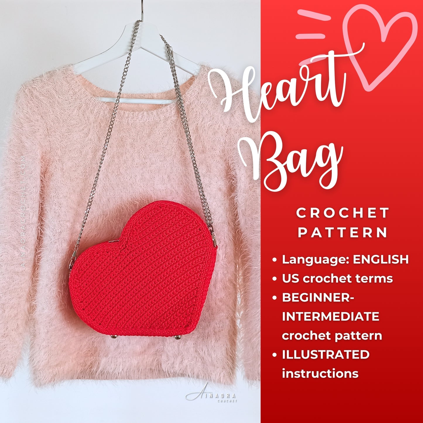 Heart Crossbody Bag Crochet Pattern