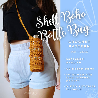 Shell Boho Bottle Crossbody Bag Crochet Pattern