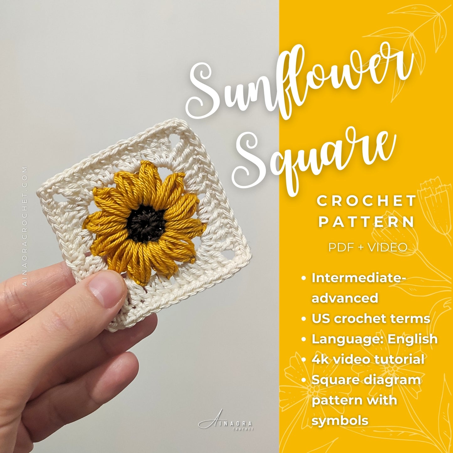 Sunflower Square Crochet Pattern