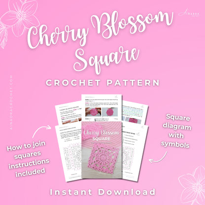 Lacy Squares Bundle: Set of 2 crochet patterns Cherry Blossom and Willow Granny Square