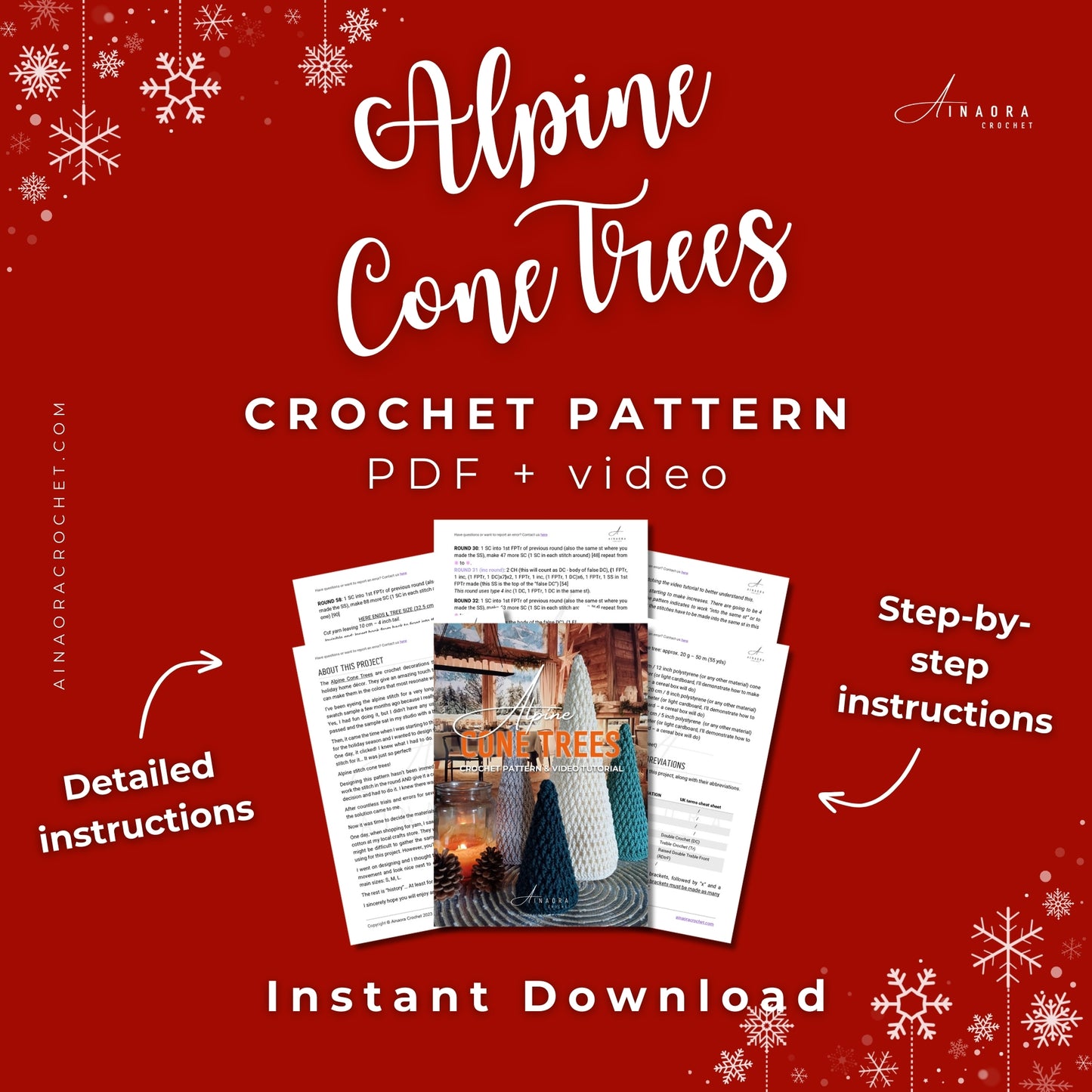 Alpine Cone Trees Crochet Pattern