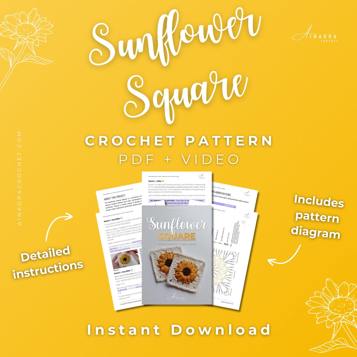 Sunflower Square Crochet Pattern