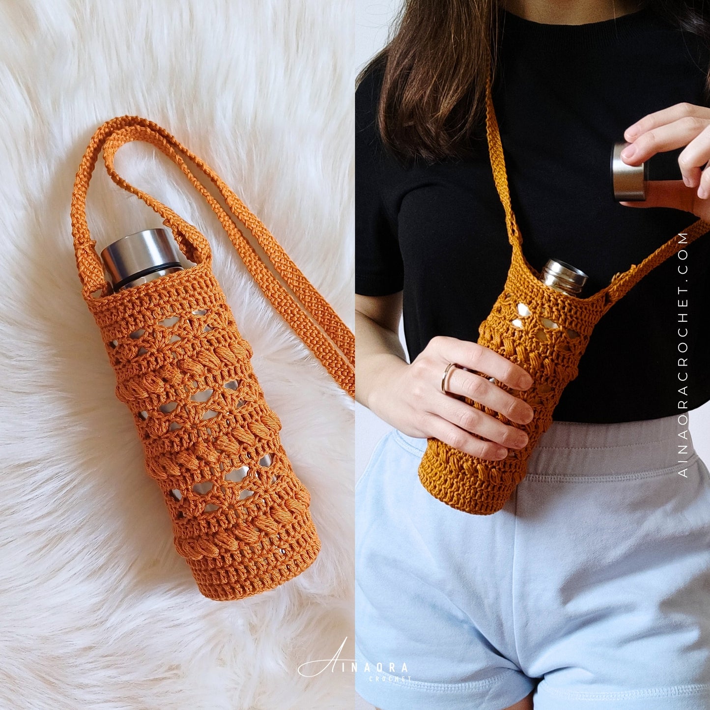 Shell Boho Bottle Crossbody Bag Crochet Pattern