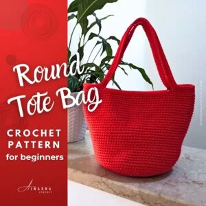 Round tote bag crochet pattern cover image